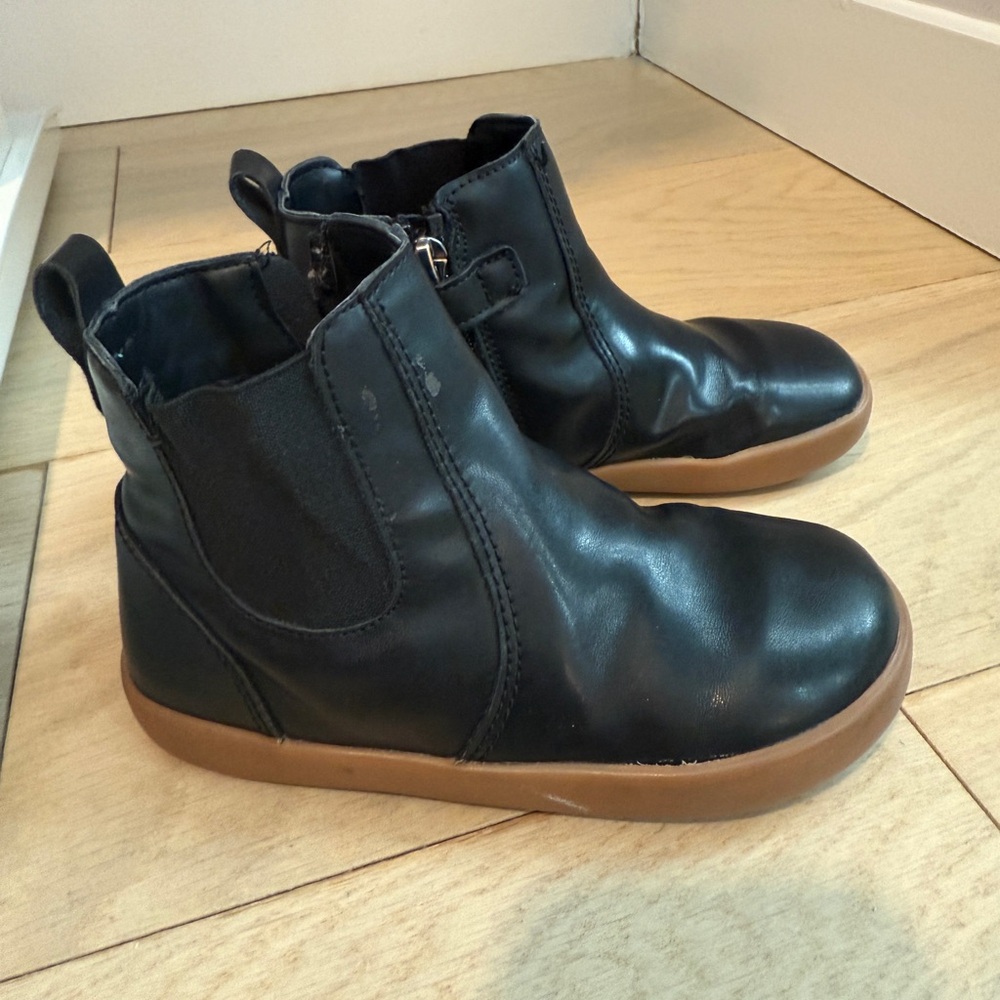Black Leather Kids Boots